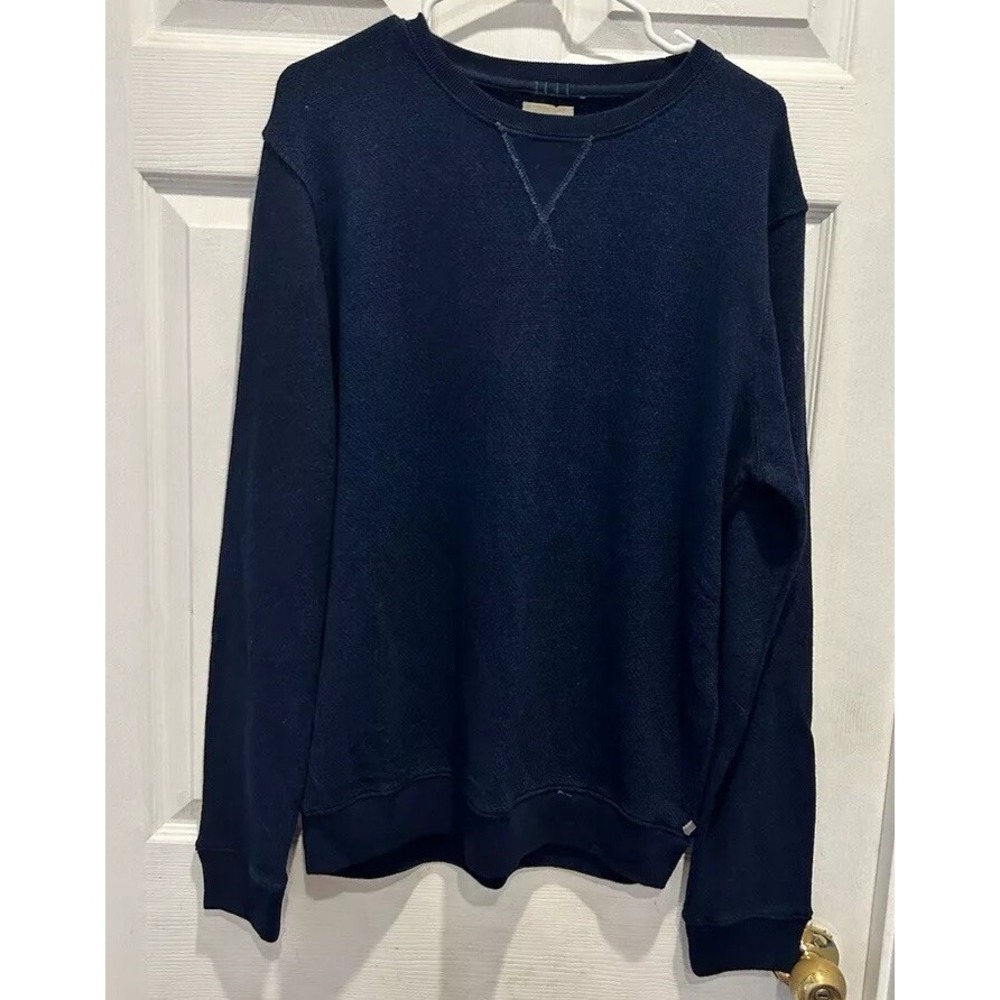 40WEFT Mens Crewneck Sweatshirt Navy Blue 100% Cotton Long Sleeve Size XL Preppy